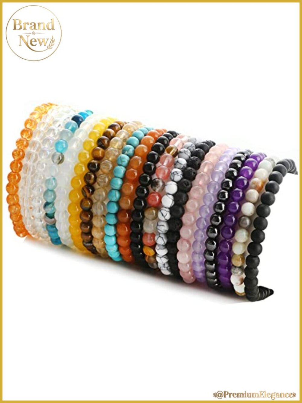 20 Piece 6mm Gemstone Stretch Bracelet Set for Women Multipack